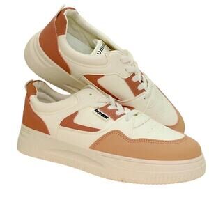 Women's Designer Sneakers - Salmon & White - Size 11